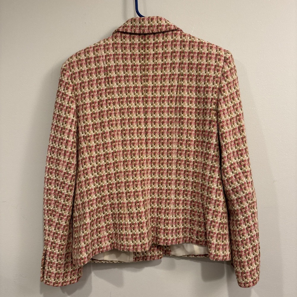 Talbot Women Tweed Wool Blazer Coat Italian Fabric Pink Plaid Sz 8 Petites USA - Picture 5 of 14